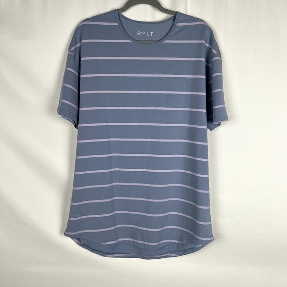 Bylt Men size XL Short Sleeve Striped Drop Cut Lux Crew Neck T-Shirt - Picture 1 of 8